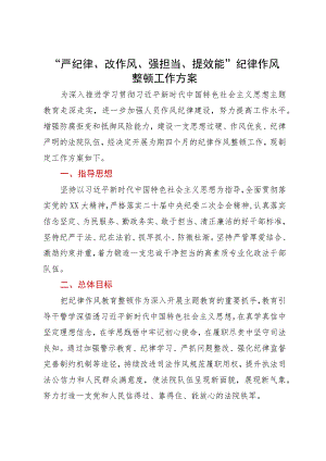 “严纪律、改作风、强担当、提效能”主题教育纪律作风整顿工作方案.docx