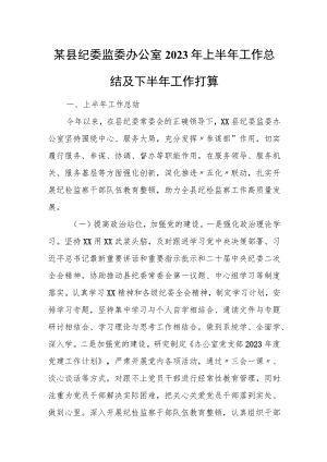 某县纪委监委办公室2023年上半年工作总结及下半年工作打算.docx