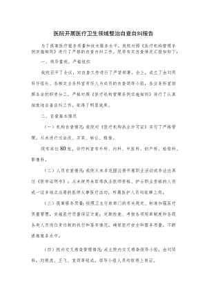 医院开展医疗卫生领域整治自查自纠报告.docx