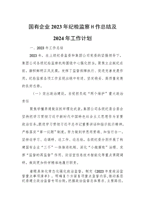 国有企业2023年纪检监察工作总结及2024年工作计划.docx
