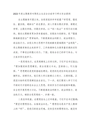 2023年度主题教育专题民主生活会会前学习研讨发言提纲 .docx