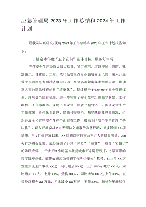 应急管理局2023年工作总结和2024年工作计划.docx