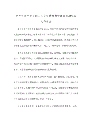 学习贯彻中央金融工作会议精神加快建设金融强国心得体会.docx