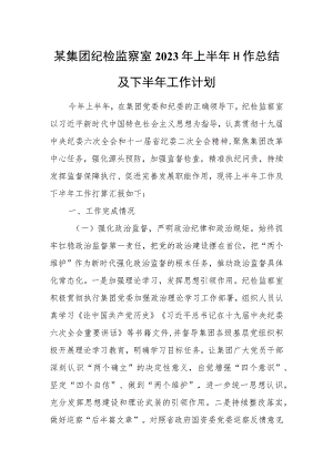 某集团纪检监察室2023年上半年工作总结及下半年工作计划.docx