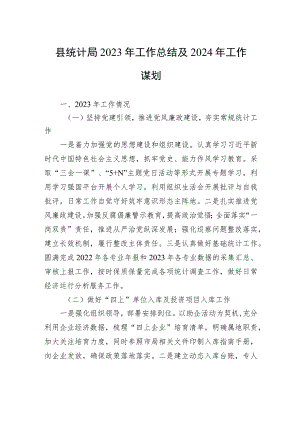 县统计局2023年工作总结及2024年工作谋划.docx