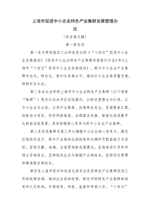 上海市促进中小企业特色产业集群发展管理办法.docx