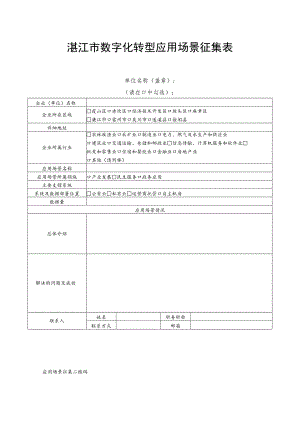 湛江市数字化转型应用场景征集表.docx