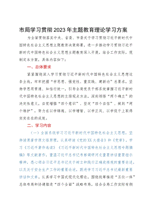 市局学习贯彻2023年主题教育理论学习方案.docx