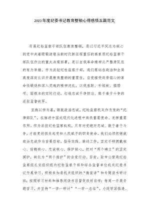 2023年度纪委书记教育整顿心得感悟五篇范文.docx