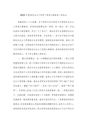 2023年X国有企业干部学习贯彻主题教育心得体会.docx