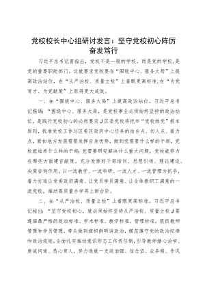 中心组研讨发言：坚守党校初心 踔厉奋发笃行.docx