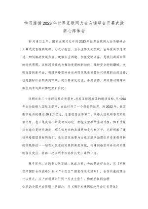 学习遵循2023年世界互联网大会乌镇峰会开幕式致辞心得体会.docx