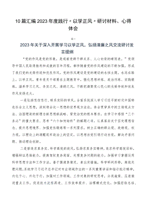 10篇汇编2023年度践行“以学正风”研讨材料、心得体会.docx