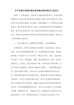关于党建引领推动事业高质量发展的情况汇报范文.docx