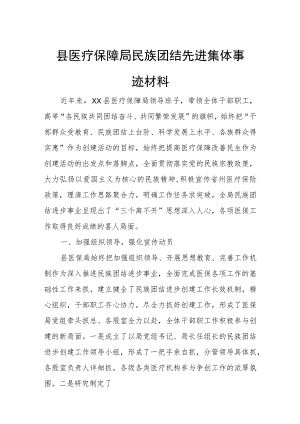 县医疗保障局民族团结先进集体事迹材料.docx