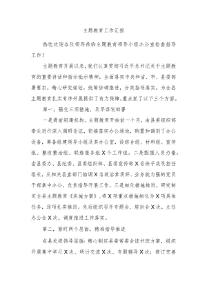 主题教育工作汇报 .docx