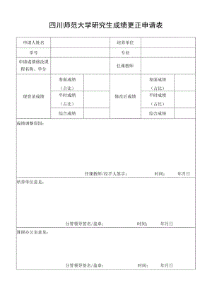四川师范大学研究生成绩更正申请表.docx