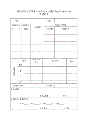 四川师范大学硕士学位论文答辩委员会组成审批表.docx