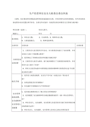 生产经营单位安全大检查自查自纠表.docx