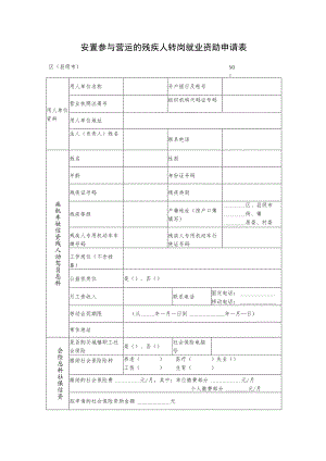 安置参与营运的残疾人转岗就业资助申请表.docx