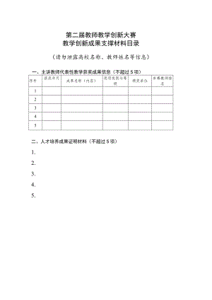 第二届教师教学创新大赛教学创新成果支撑材料目录.docx