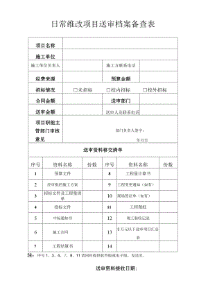 日常维改项目送审档案备查表.docx