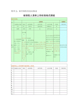 球员保险信息收集表被保险人清单上传标准格式模板.docx