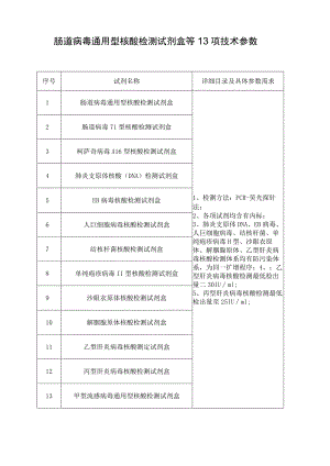 肠道病毒通用型核酸检测试剂盒等13项技术参数.docx