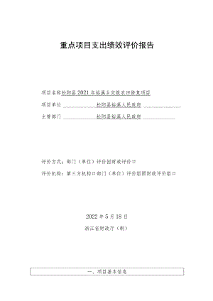 重点项目支出绩效评价报告.docx
