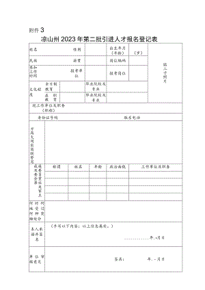 凉山州2023年第二批引进人才报名登记表.docx