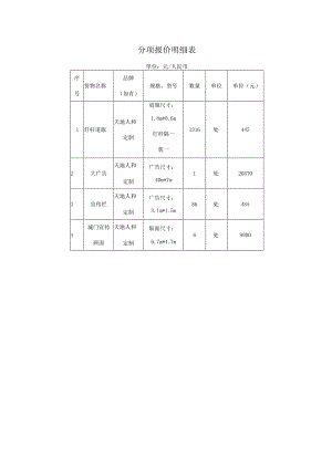 分项报价明细表.docx