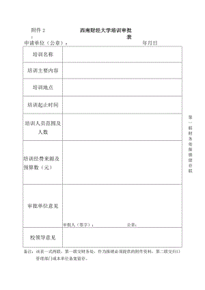 西南财经大学培训审批表.docx