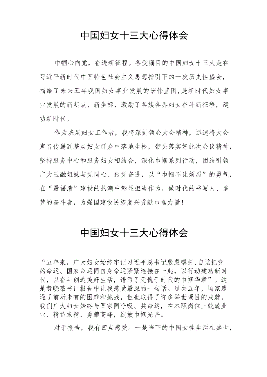 关于中国妇女十三大的心得体会十篇.docx_第3页