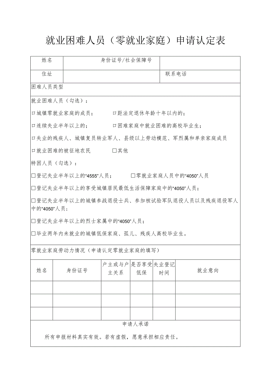就业困难人员零就业家庭申请认定表.docx_第1页