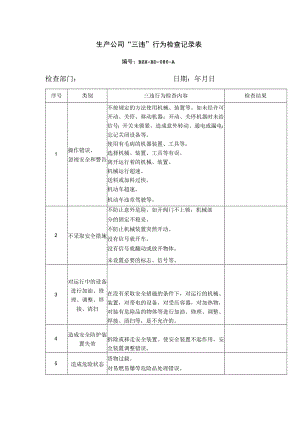 生产公司三违行为检查记录表.docx