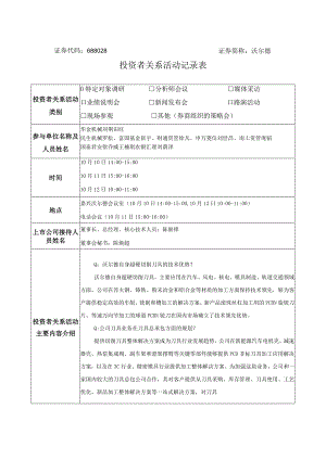 沃尔德投资者关系活动记录表.docx