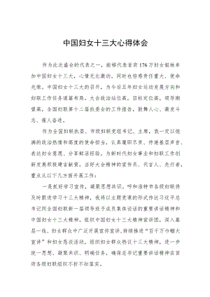 妇联学习中国妇女十三大精神的心得体会(十五篇).docx