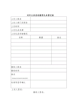 成都中医药大学对外公务活动接受和赠送礼品登记表.docx