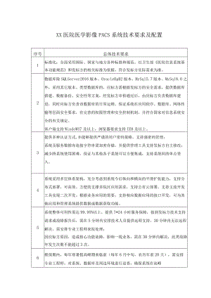 XX医院医学影像PACS系统技术要求及配置.docx