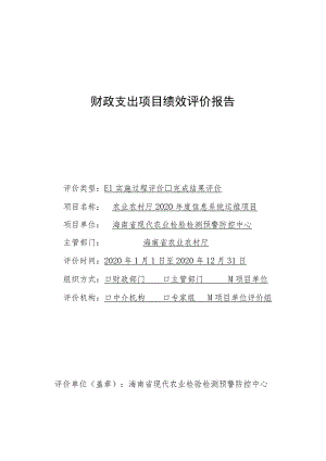 财政支出项目绩效评价报告.docx