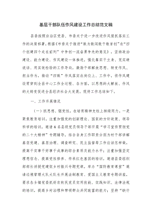 基层干部队伍作风建设工作总结范文稿.docx
