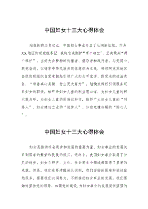 学习中国妇女十三大精神心得体会发言稿三十三篇.docx