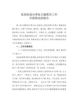 某某街道办事处主题教育工作开展情况的报告.docx
