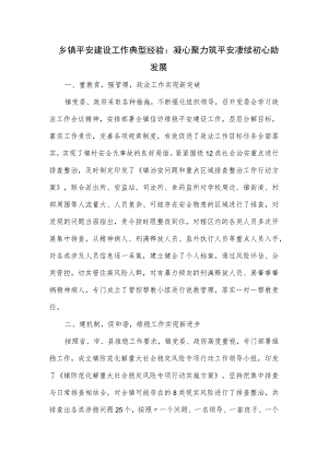 乡镇平安建设工作典型经验.docx
