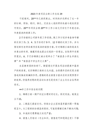 2023年度项目业绩工作总结29.docx
