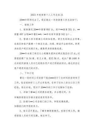 2023年度销售个人工作总结21.docx