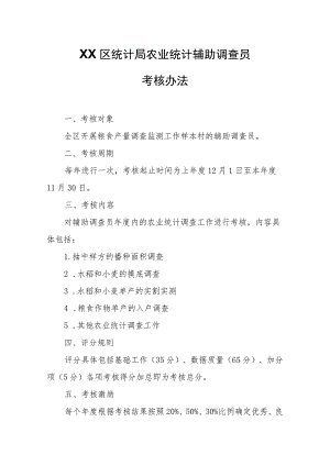 XX区统计局农业统计辅助调查员考核办法.docx