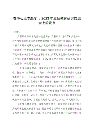 在中心组2023年主题教育专题学习研讨交流会上的发言.docx