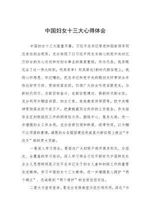 妇女干部学习中国妇女十三大精神的心得感悟19篇.docx
