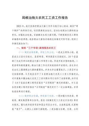 局根治拖欠农民工工资工作报告.docx